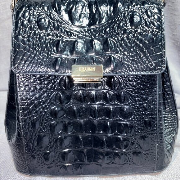 Brahmin Margo Crossbody – Black Alligator-Embossed Leather - Picture 6 of 14